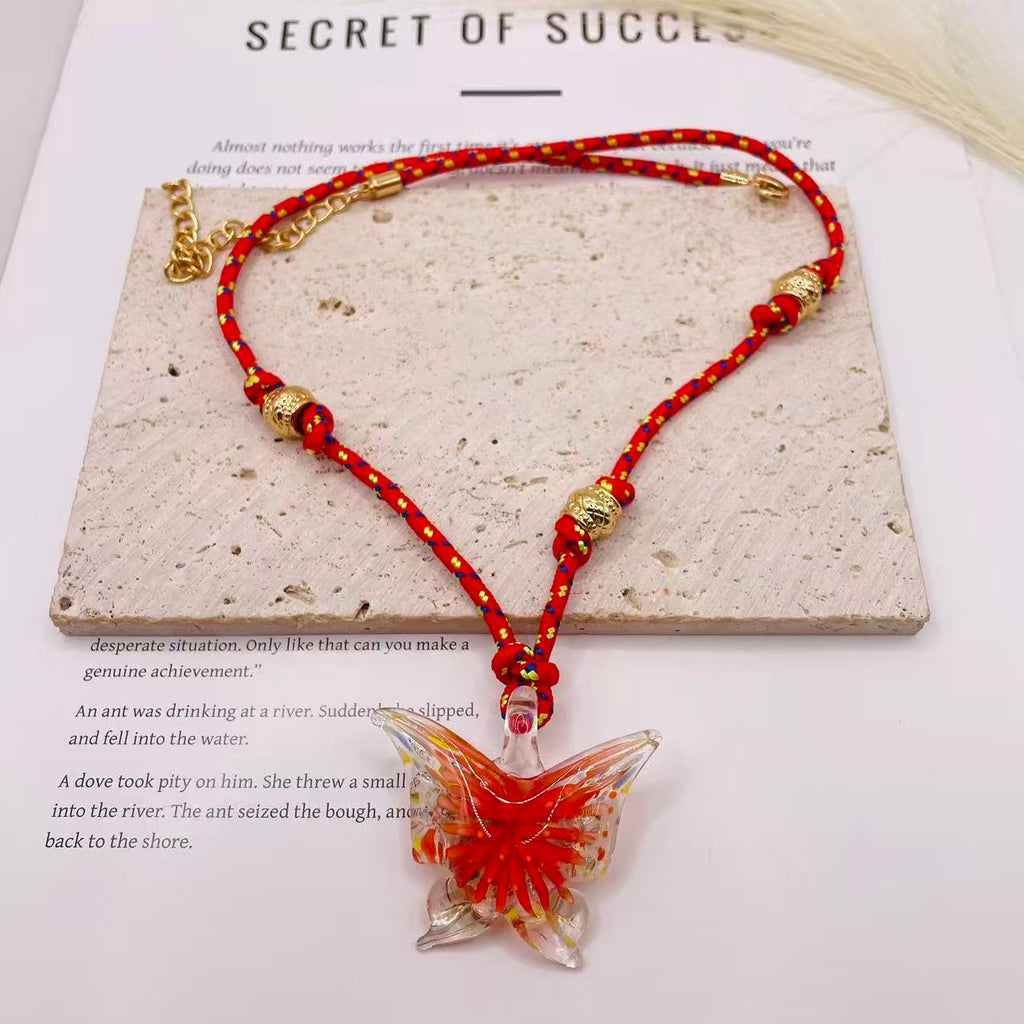 JI JOYA VENTA AL POR MAYOR,Collar con colgante de nudo de mariposa