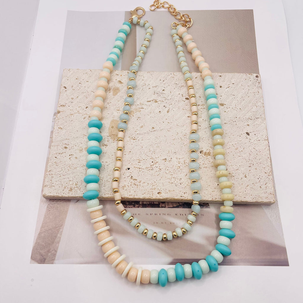 JI JOYA VENTA AL POR MAYOR,Collar de cuentas espaciadas multicolor