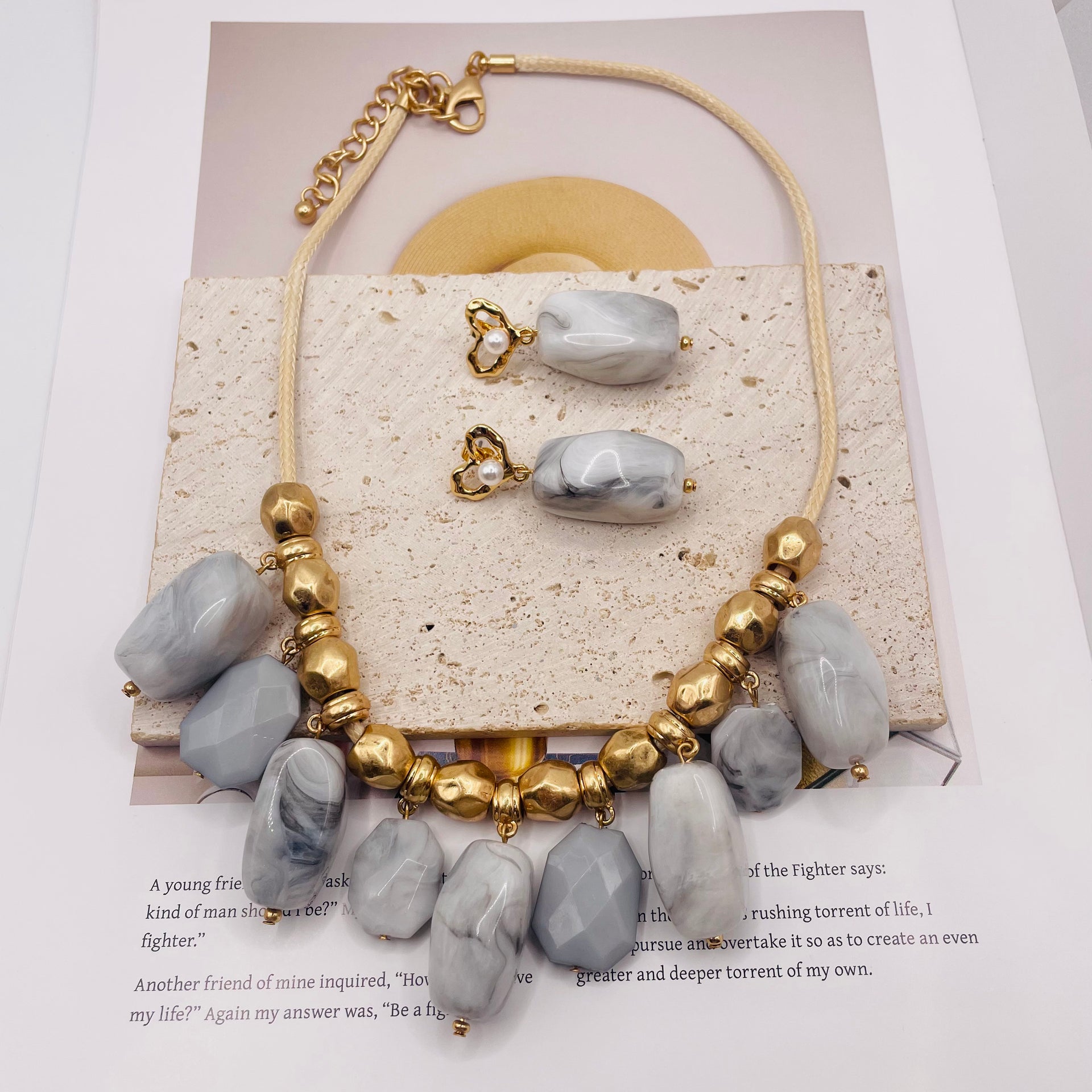 JI JOYA VENTA AL POR MAYOR,Conjunto de collar y pendientes con colgante cuadrado