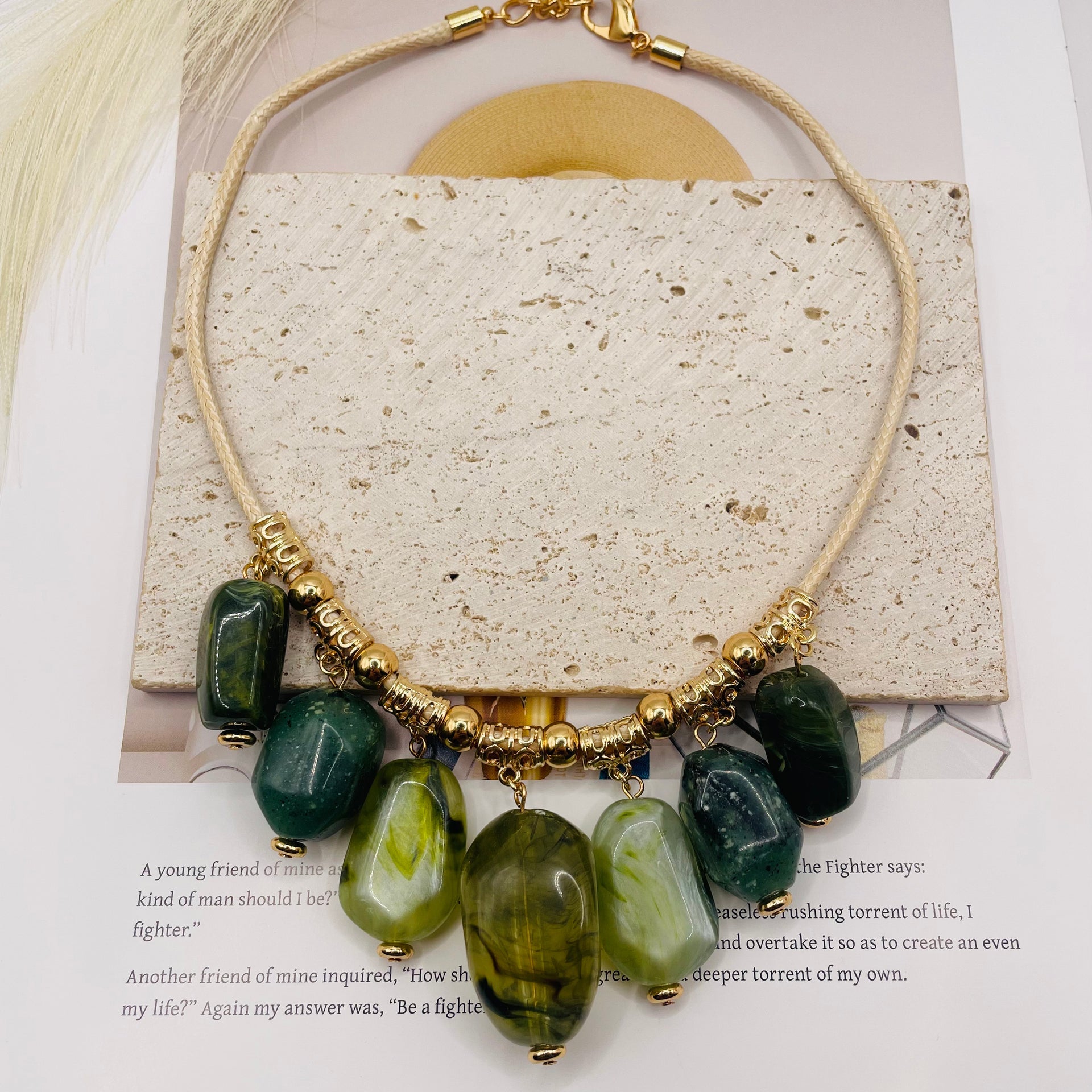 JI JOYA VENTA AL POR MAYOR,Collar de cuerda corta con colgante irregular