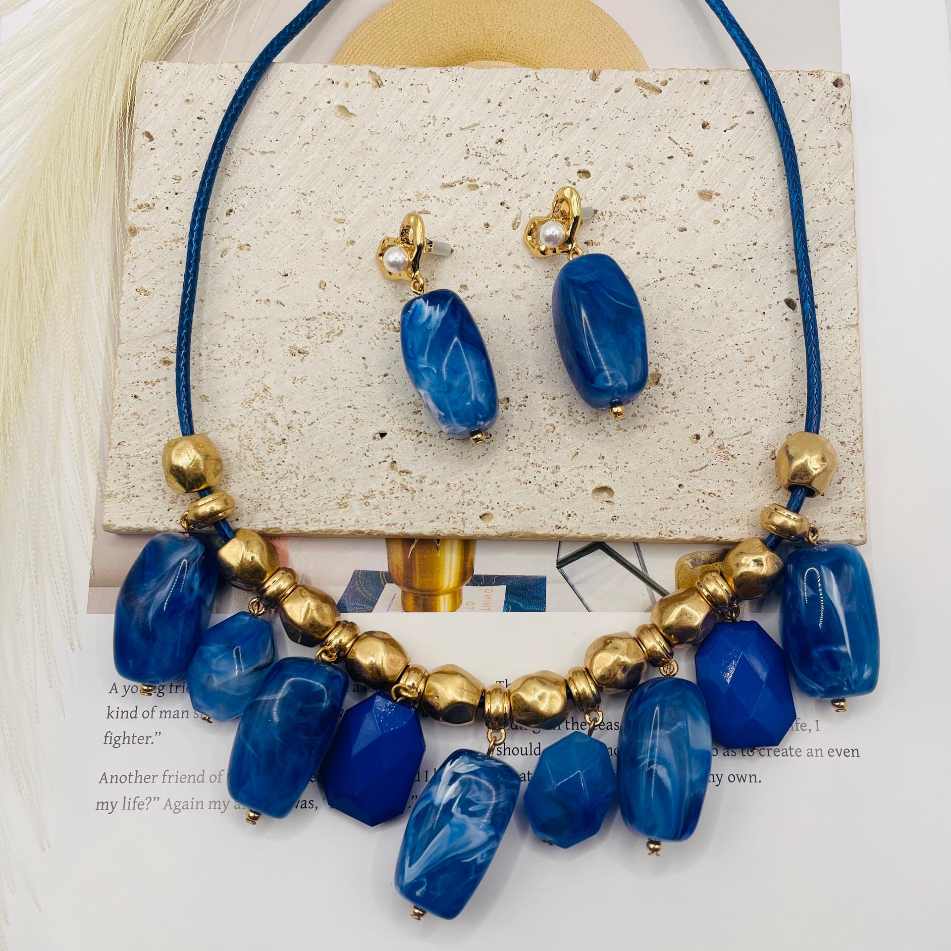 JI JOYA VENTA AL POR MAYOR,Conjunto de collar y pendientes con colgante cuadrado