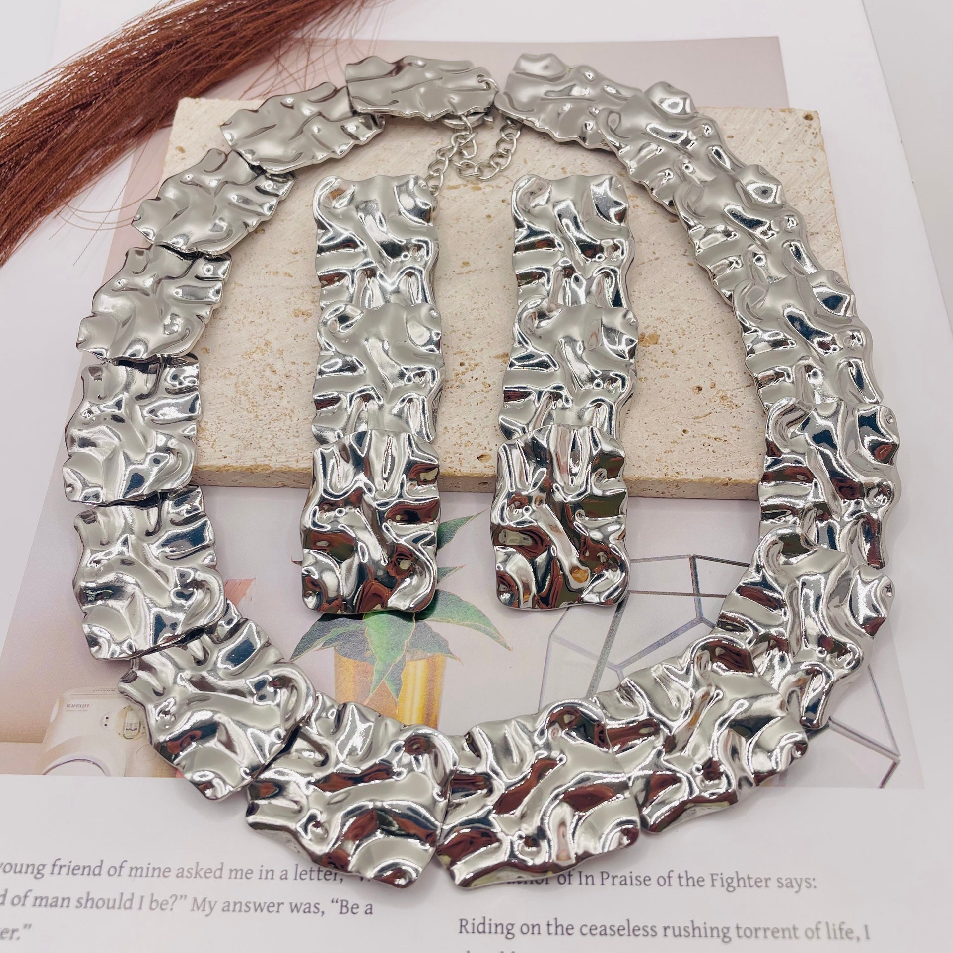 JI JOYA VENTA AL POR MAYOR,Conjunto de collar y pendientes desiguales