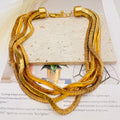 JI JOYA VENTA AL POR MAYOR,Collar y pulsera de moda de cuatro capas con triángulos y cuadrados.