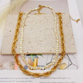 JI JOYA VENTA AL POR MAYOR,Combinación de collar de perlas irregulares y collar de cadena, ¡desmontable!