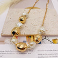 JI JOYA VENTA AL POR MAYOR,Collar con perlas irregulares y metal.