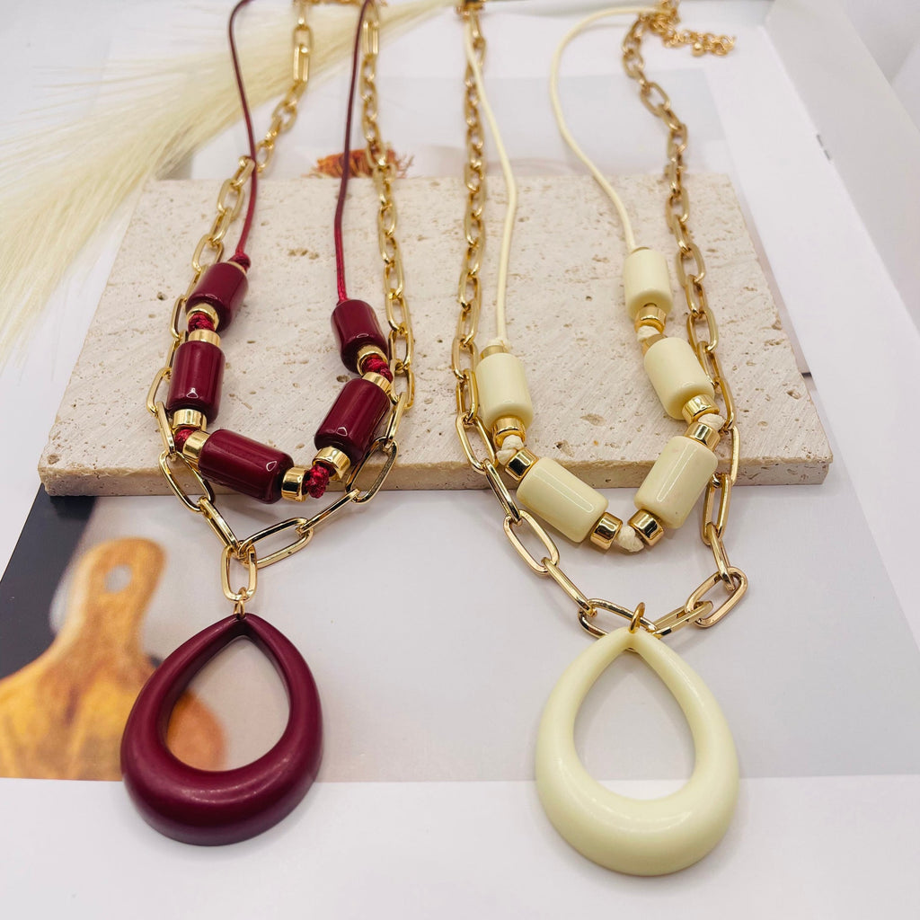 JI JOYA VENTA AL POR MAYOR,Collar de doble capa moderno y sencillo.