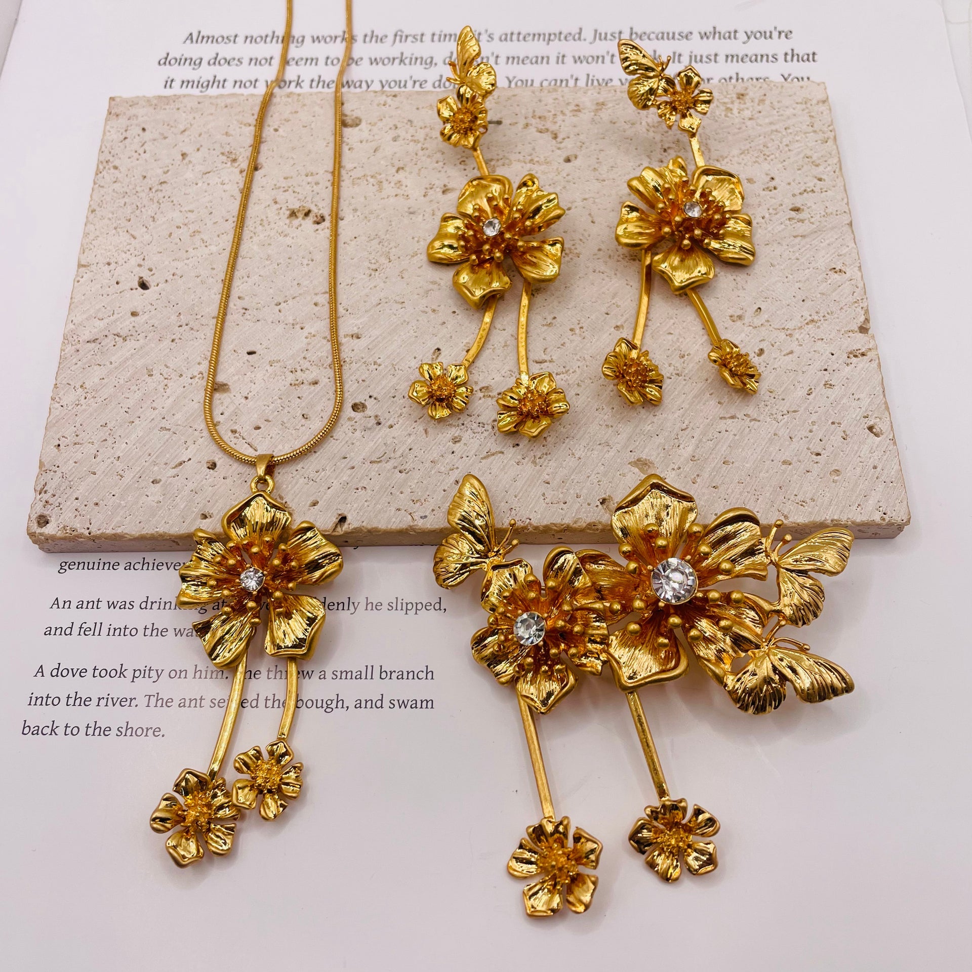 JI JOYA VENTA AL POR MAYOR,Conjunto de serie de flores metálicas