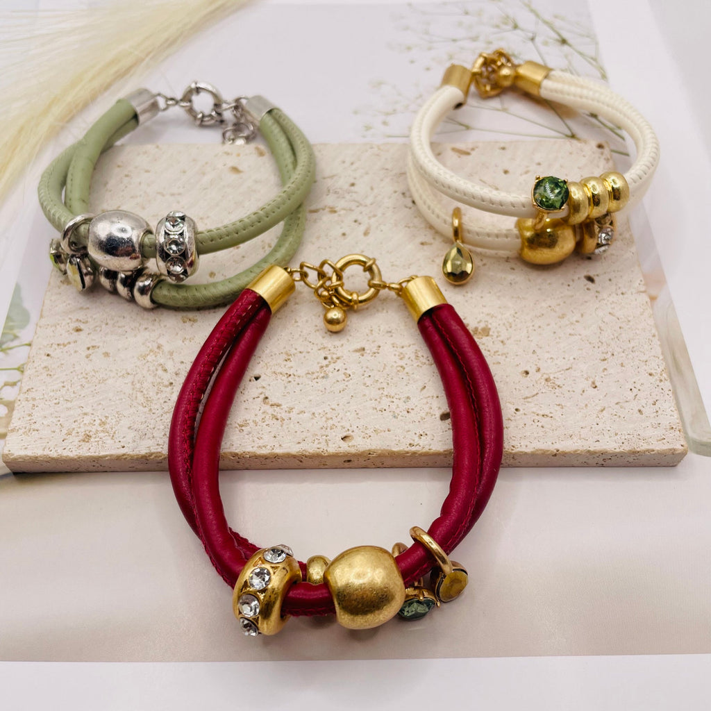 JI JOYA VENTA AL POR MAYOR,Collar con colgante de cuero doble