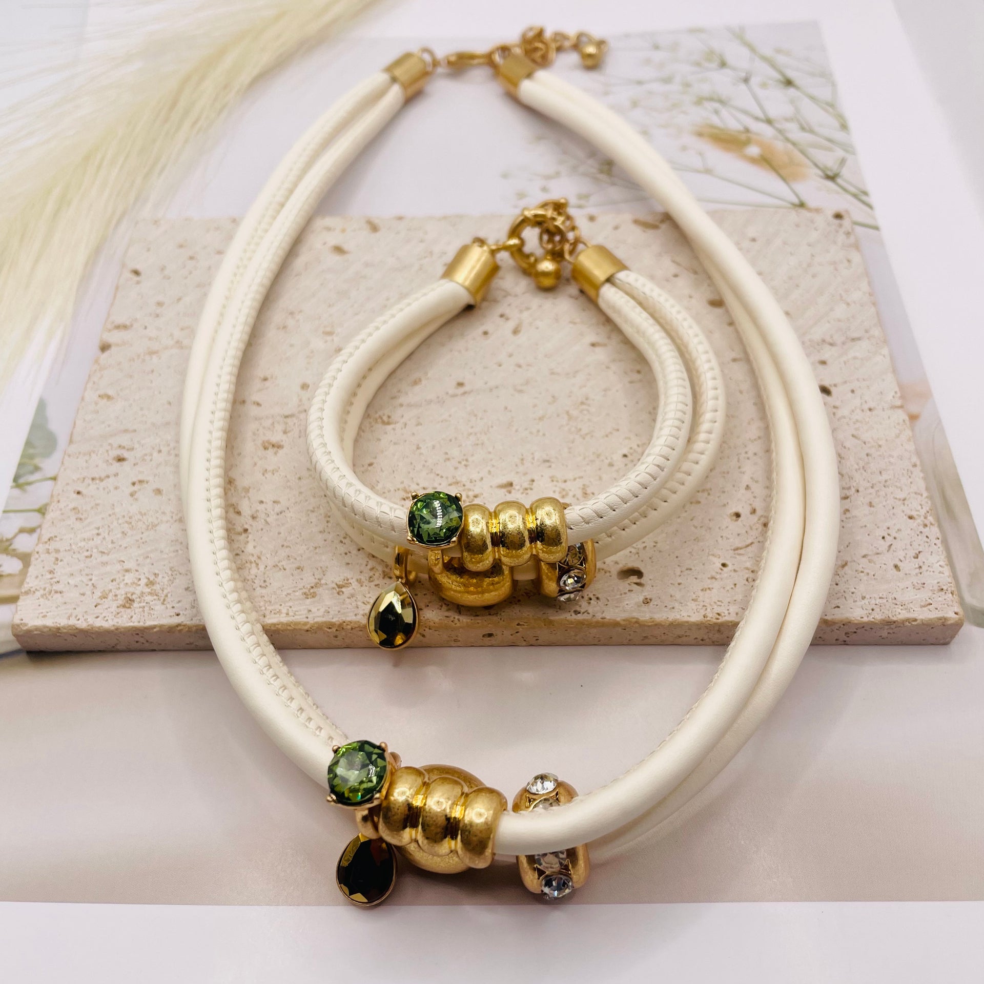 JI JOYA VENTA AL POR MAYOR,Collar con colgante de cuero doble