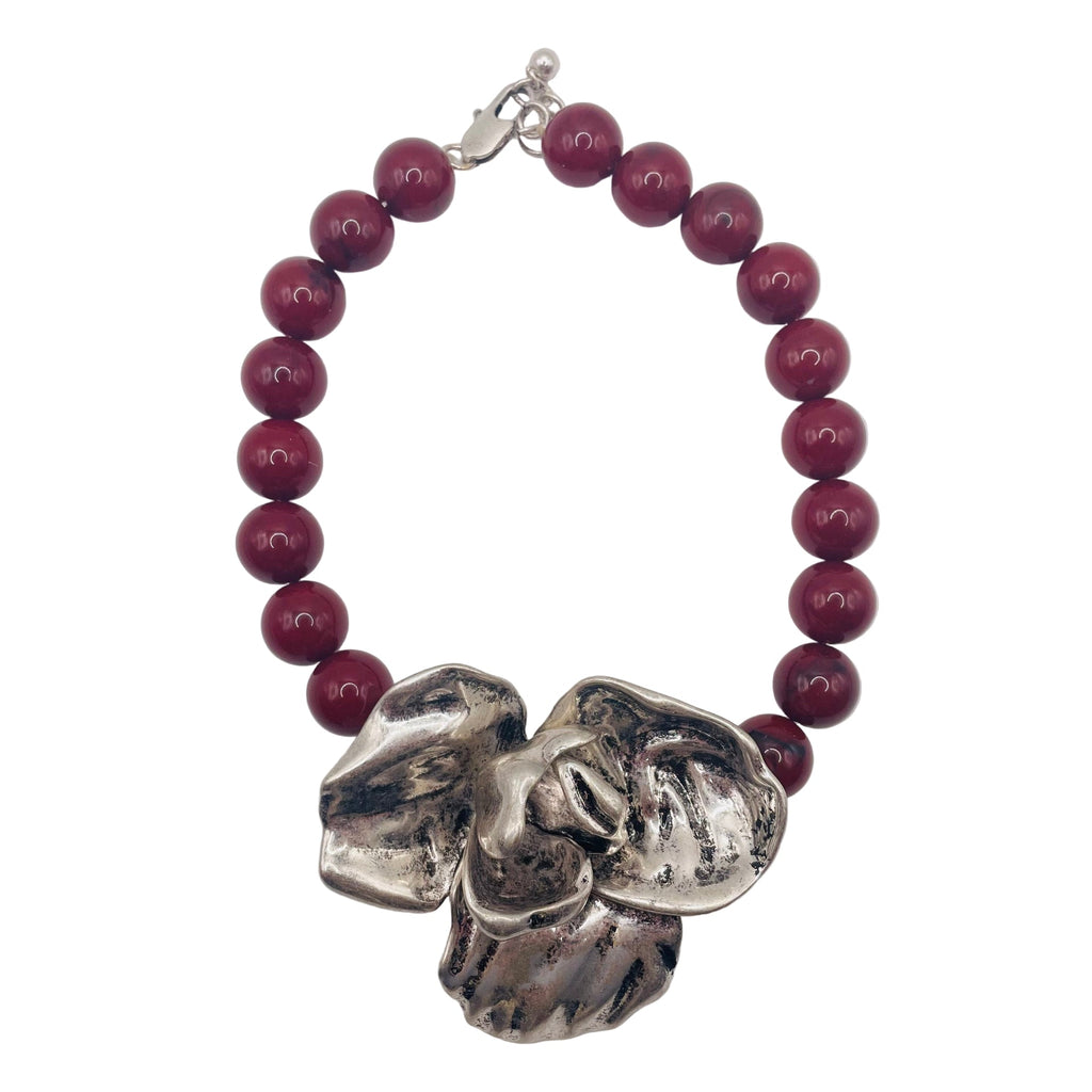 JI JOYA VENTA AL POR MAYOR,¡Grandes flores de moda combinadas con un collar de columna redonda!