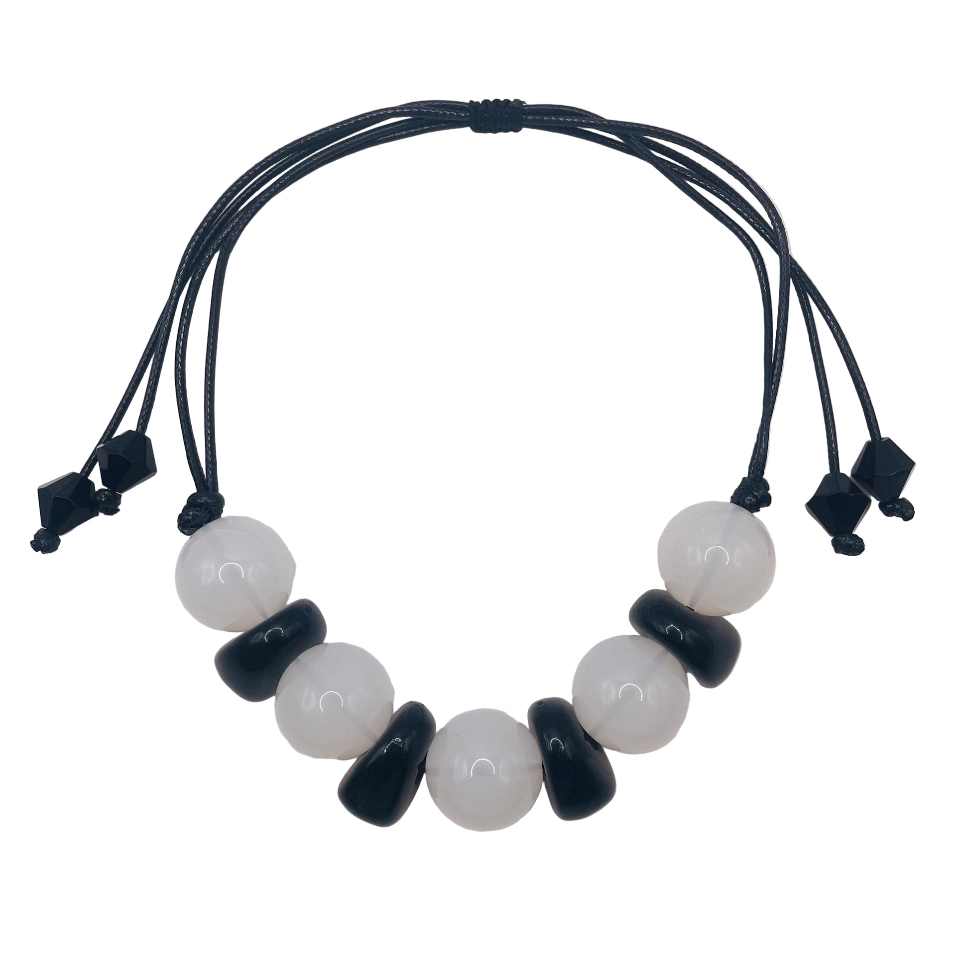 JI JOYA VENTA AL POR MAYOR,Collar de cuerda con cuentas espaciadas en dos tonos