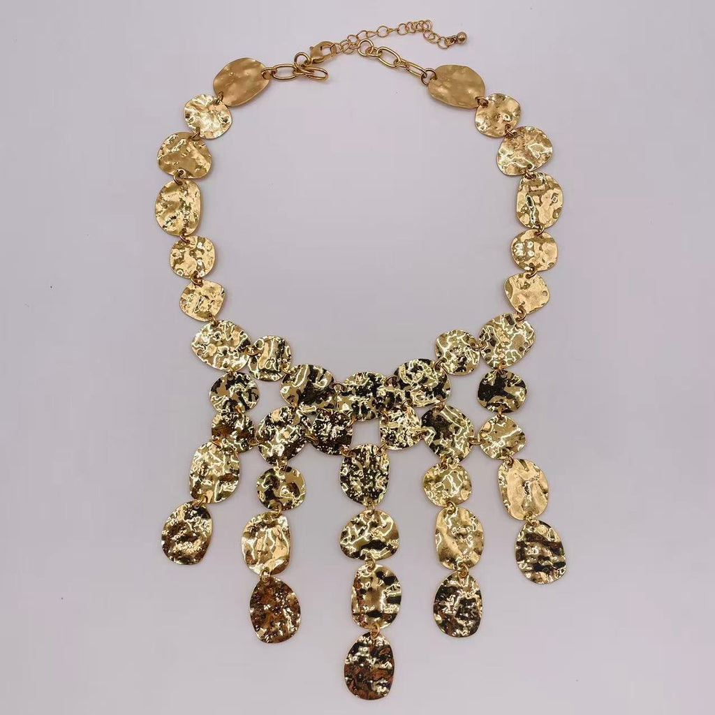 JI JOYA VENTA AL POR MAYOR,Collar de borlas de metal desigual