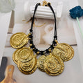 JI JOYA VENTA AL POR MAYOR,Collar de cuerda estilo moneda irregular