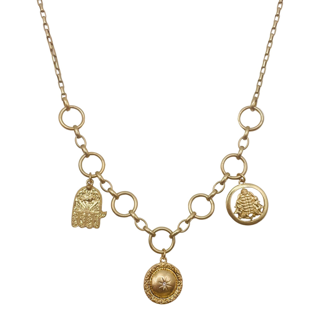 JI JOYA VENTA AL POR MAYOR,Collar sencillo con colgante retro pequeño