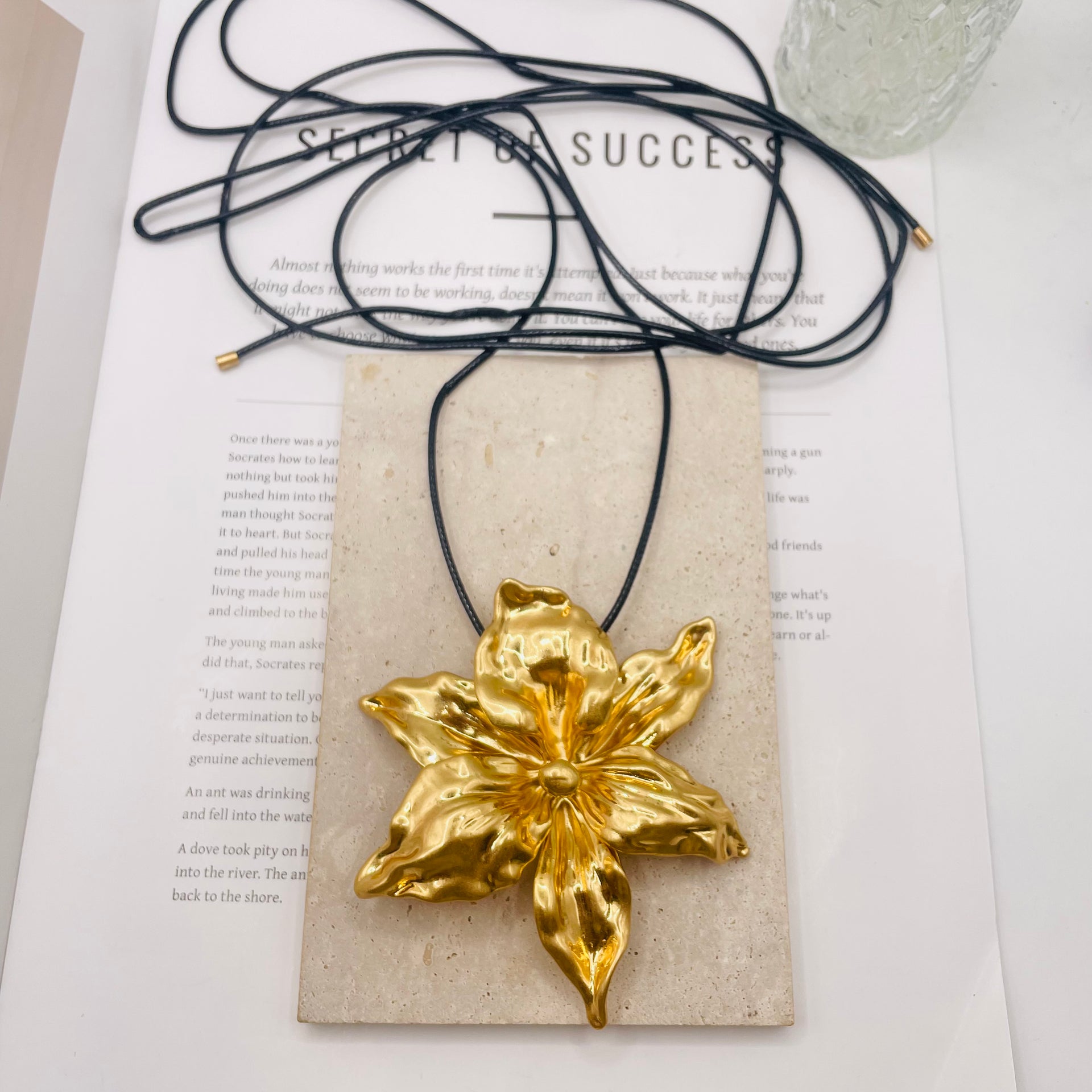 JI JOYA VENTA AL POR MAYOR,Collar de moda con cordón largo en forma de flor