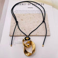 JI JOYA VENTA AL POR MAYOR,Collar de cuerda con colgante de doble círculo