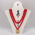 JI JOYA VENTA AL POR MAYOR,Collar con colgante de flores y cuentas de coral de imitación