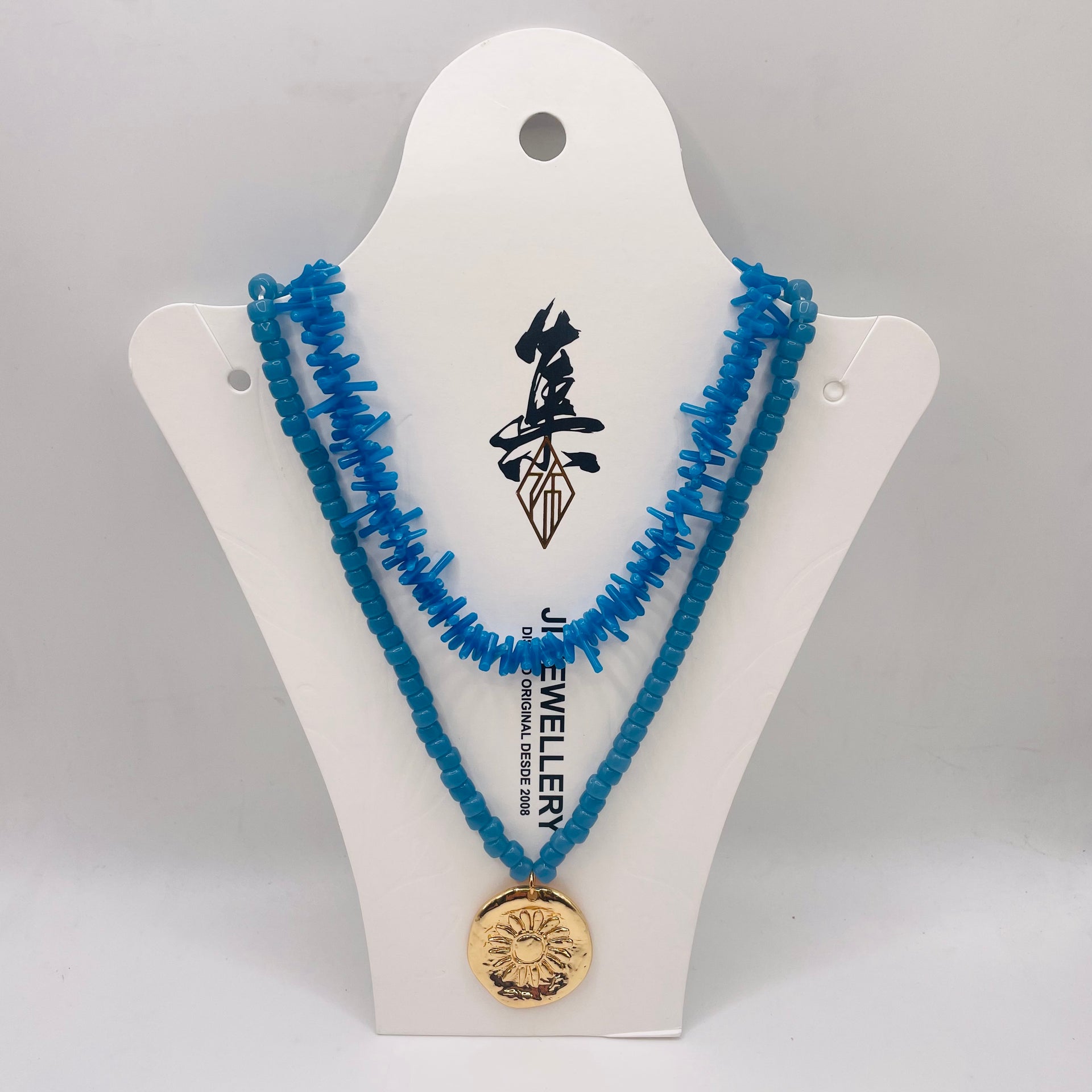 JI JOYA VENTA AL POR MAYOR,Collar con colgante de flores y cuentas de coral de imitación