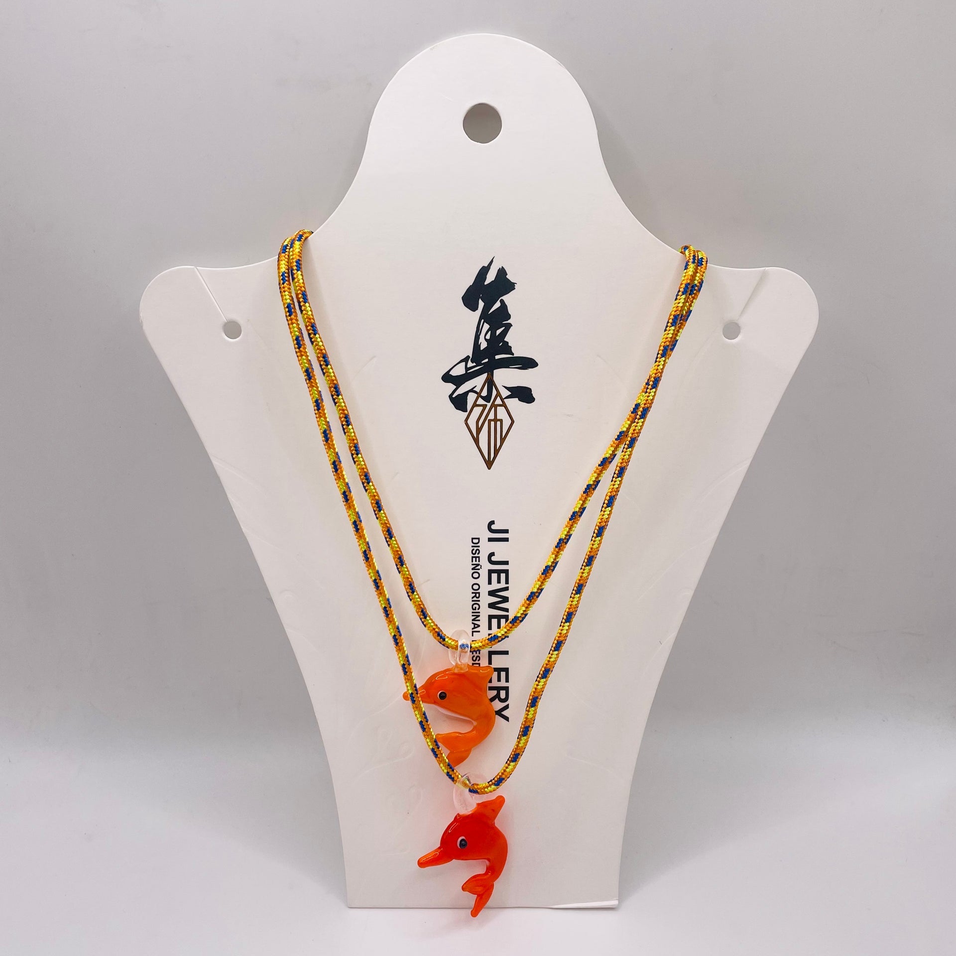 JI JOYA VENTA AL POR MAYOR,Collar con colgante doble de delfines