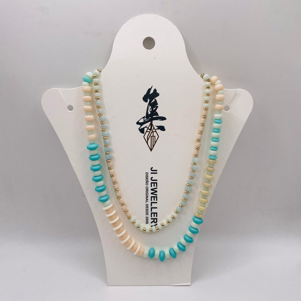 JI JOYA VENTA AL POR MAYOR,Collar de cuentas espaciadas multicolor