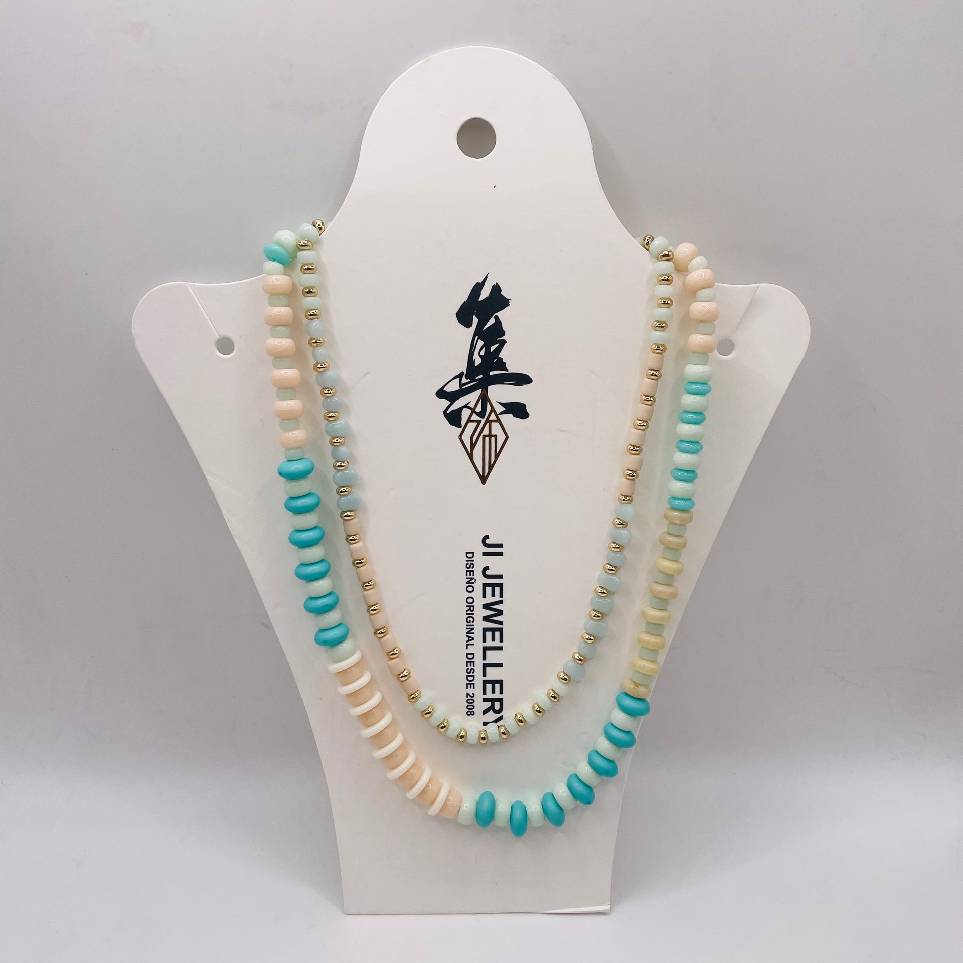 JI JOYA VENTA AL POR MAYOR,Collar de cuentas espaciadas multicolor