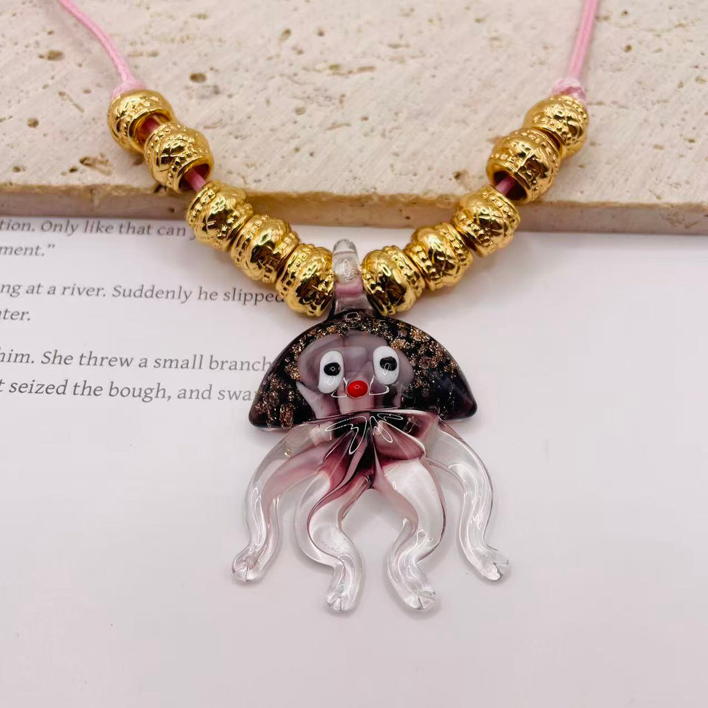 JI JOYA VENTA AL POR MAYOR,Lindo collar de cuerda con colgante de medusa
