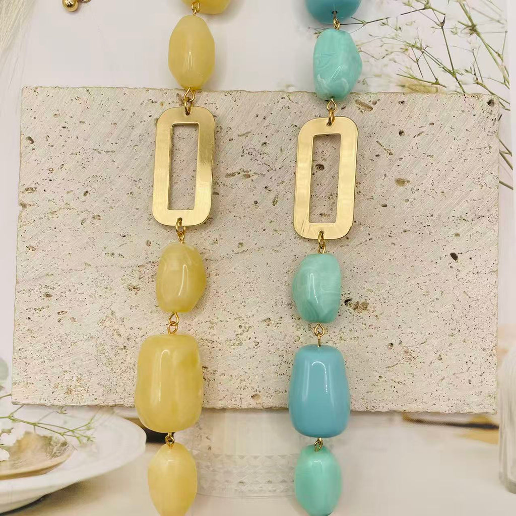 JI JOYA VENTA AL POR MAYOR,Un collar largo elegante y sencillo, perfecto con un suéter.